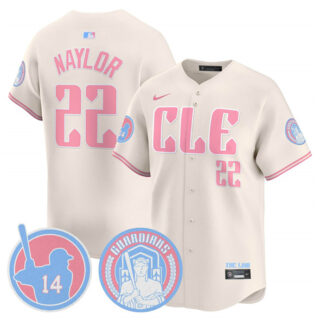 Men's Cleveland Guardians #22 Josh Naylor Cream Bubblegum Pink 2025 Vapor Limited Stitched Baseball Jersey