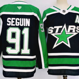 Men's Dallas Stars #91 Tyler Seguin Black 2024-25 Reverse Retro Stitched