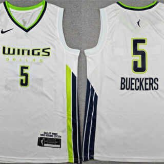 Men's Dallas Wings #5 Paige Bueckers White Stitched Basketball Jersey