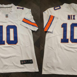 Men's Denver Broncos #10 Bo Nix White With 1-star C Patch Stitched Football Jersey