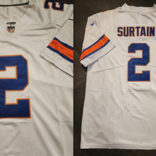 Men's Denver Broncos #2 Pat Surtain II White With 1-star C Patch Stitched Football Jersey