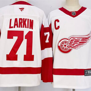 Men's Detroit Red Wings #71 Dylan Larkin White 2024-25 Stitched Jersey