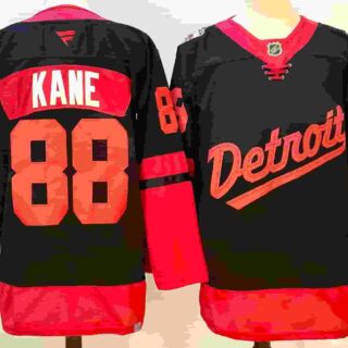 Men's Detroit Red Wings #88 Patrick Kane black Red 2024-25 Stitched Jersey