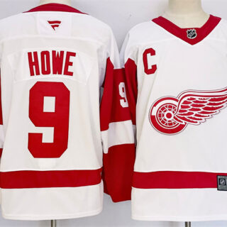Men's Detroit Red Wings #9 Gordie Howe White 2024-25 Stitched Jersey