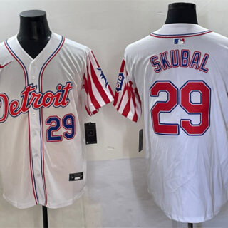 Men's Detroit Tigers #29 Tarik Skubal White 2025 Memorial Day Vapor Premier Limited Stitched Baseball Jersey