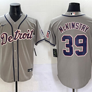 Men's Detroit Tigers #39 Zach McKinstry Grey Cool Base Stitched Baseball Jersey