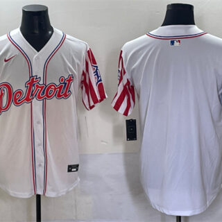Men's Detroit Tigers Blank White 2025 Memorial Day Vapor Premier Limited Stitched Baseball Jersey