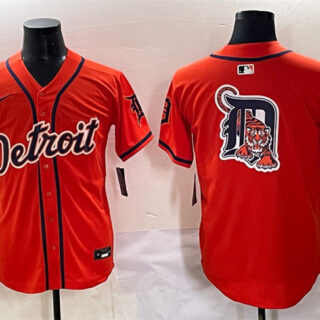 Men's Detroit Tigers Team Big Logo Orange With Patch Vapor Premier Limited Stitched Baseball Jersey