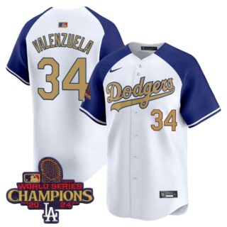 Men's Dodgers 2025 Gold Vapor Premier Limited Jersey All Stitched Alternate Fernando Valenzuela #34