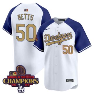 Men's Dodgers 2025 Gold Vapor Premier Limited Jersey All Stitched Alternate Mookie Betts #50