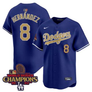 Men's Dodgers 2025 Gold Vapor Premier Limited Jersey All Stitched Royal Kike Hernandez #8