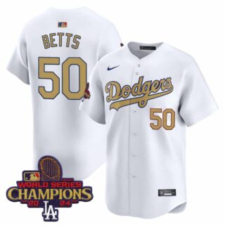 Men's Dodgers 2025 Gold Vapor Premier Limited Jersey All Stitched White Mookie Betts #50