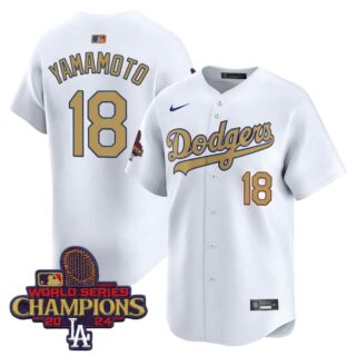 Men's Dodgers 2025 Gold Vapor Premier Limited Jersey All Stitched White Yamamoto #18