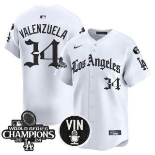 Men's Dodgers 2025 LA Gothic Style Vapor Premier Limited Jersey All Stitched Fernando Valenzuela #34