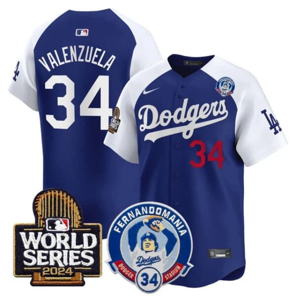 Men's Dodgers Fernando Valenzuela & 2024 World Series Patch Vapor Premier Limited Jersey V3 All Stitched Fernando Valenzuela