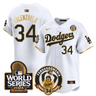 Men's Dodgers Fernando Valenzuela & 2024 World Series Patch Vapor Premier Limited Jersey V3 All Stitched Fernando Valenzuela #34