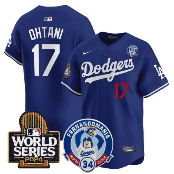 Men's Dodgers Fernando Valenzuela & 2024 World Series Patch Vapor Premier Limited Jersey V3 All Stitched Shohei Ohtani #17