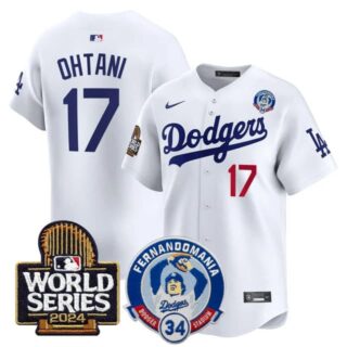 Men's Dodgers Fernando Valenzuela & 2024 World Series Patch Vapor Premier Limited Jersey V3 All Stitched Shohei Ohtani #17