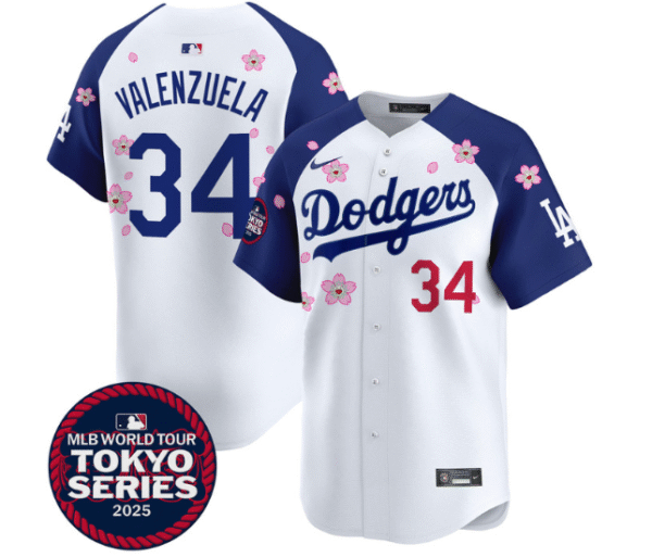 Men's Dodgers Tokyo Series 2025 Vapor Premier Limited Jersey Stitched Alternate Fernando Valenzuela #34