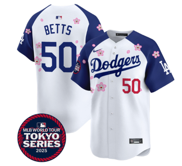 Men's Dodgers Tokyo Series 2025 Vapor Premier Limited Jersey Stitched Alternate Mookie Betts #50