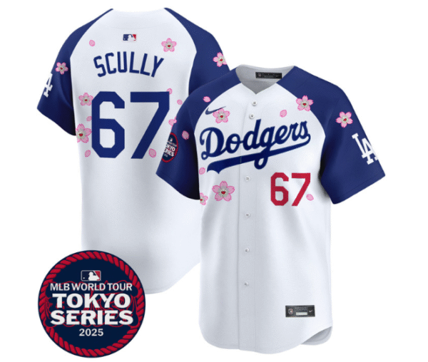 Men's Dodgers Tokyo Series 2025 Vapor Premier Limited Jersey Stitched Alternate Vin Scully #67