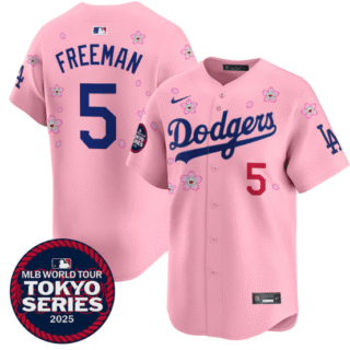 Men's Dodgers Tokyo Series 2025 Vapor Premier Limited Jersey Stitched Cherry Blossom Freddie Freeman #5