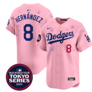 Men's Dodgers Tokyo Series 2025 Vapor Premier Limited Jersey Stitched Cherry Blossom Kike Hernandez #8
