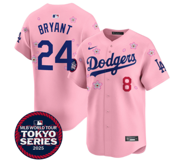 Men's Dodgers Tokyo Series 2025 Vapor Premier Limited Jersey Stitched Cherry Blossom Kobe Bryant #24