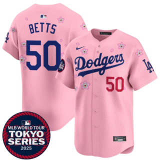 Men's Dodgers Tokyo Series 2025 Vapor Premier Limited Jersey Stitched Cherry Blossom Mookie Betts #50