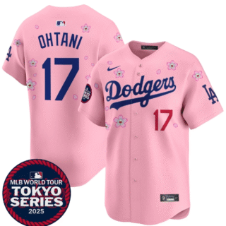 Men's Dodgers Tokyo Series 2025 Vapor Premier Limited Jersey Stitched Cherry Blossom Shohei Ohtani #17