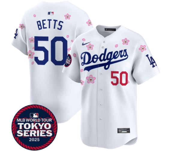 Men's Dodgers Tokyo Series 2025 Vapor Premier Limited Jersey Stitched Mookie Betts #50