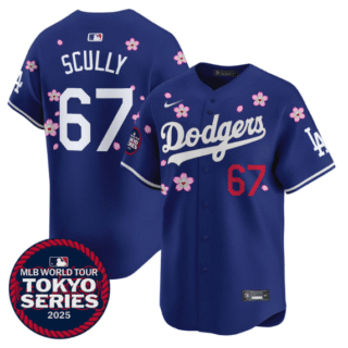 Men's Dodgers Tokyo Series 2025 Vapor Premier Limited Jersey Stitched Royal #67 Vin Scully