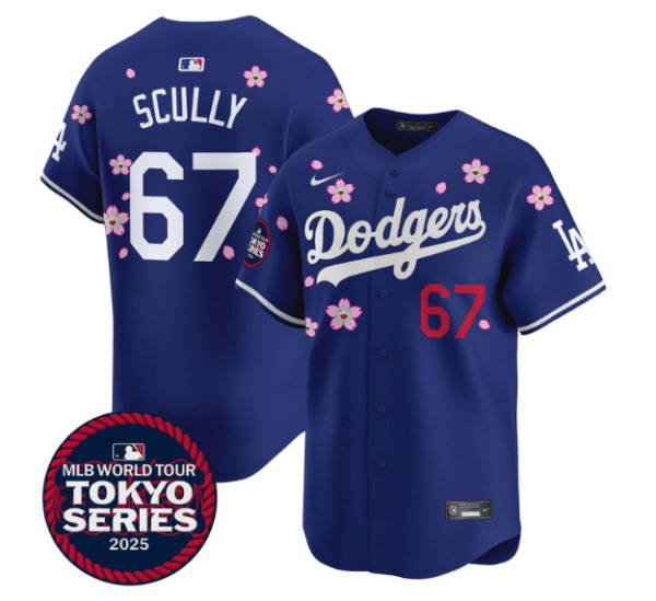 Men's Dodgers Tokyo Series 2025 Vapor Premier Limited Jersey Stitched Royal #67 Vin Scully