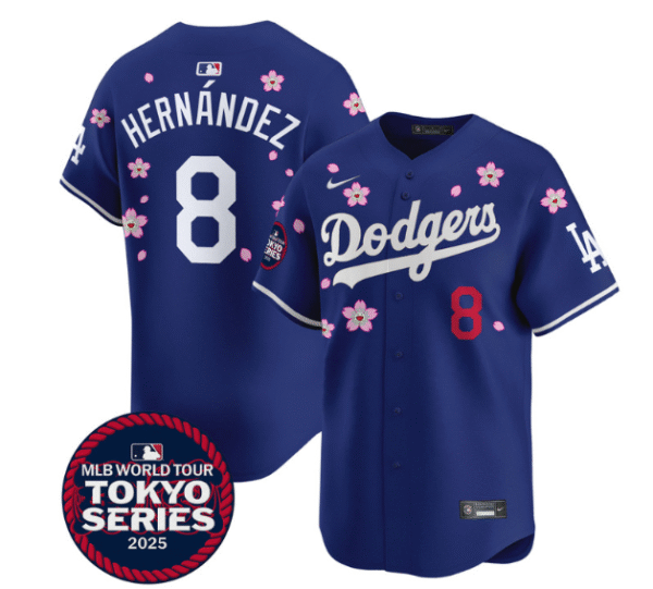 Men's Dodgers Tokyo Series 2025 Vapor Premier Limited Jersey Stitched Royal Kike Hernandez #8