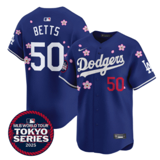 Men's Dodgers Tokyo Series 2025 Vapor Premier Limited Jersey Stitched Royal Mookie Betts #50