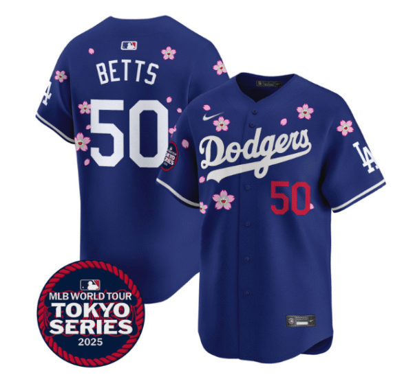 Men's Dodgers Tokyo Series 2025 Vapor Premier Limited Jersey Stitched Royal Mookie Betts #50