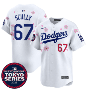 Men's Dodgers Tokyo Series 2025 Vapor Premier Limited Jersey Stitched WHITE Vin Scully #67