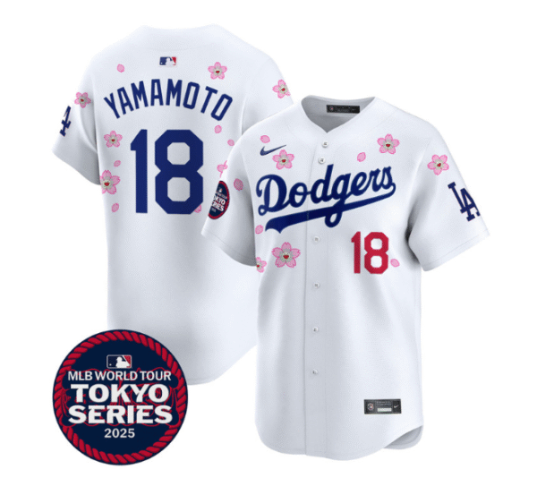 Men's Dodgers Tokyo Series 2025 Vapor Premier Limited Jersey Stitched WHITE Yamamoto #18