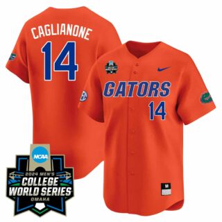 Men's Florida Gators #14 Caglianone 2324 Jersey 2024 College World Series Patch All Stitched Gators Orange