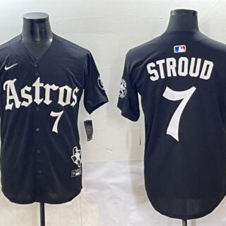 Men's Houston Astros #7 C.J. Stroud Black Gothic 'Houston Born Barrio Raised' Limited Stitched Baseball Jersey
