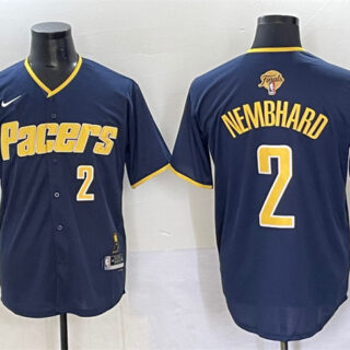 Men's Indiana Pacers #2 Andrew Nembhard Navy 2025 Finals Vapor Stitched Baseball Jersey