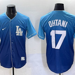 Men's Los Angeles Dodgers #17 Shohei Ohtani Blue Stitched Baseball Jersey