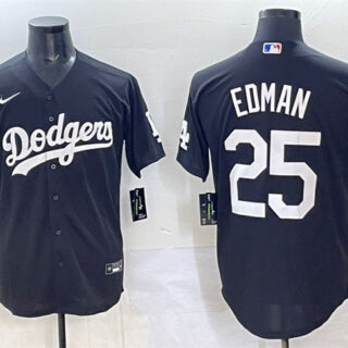 Men's Los Angeles Dodgers #25 Tommy Edman Black Stitched Baseball Jersey