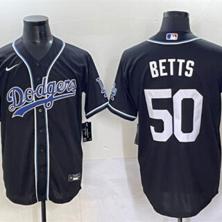 Men's Los Angeles Dodgers #50 Mookie Betts Black Fashion Stitched Baseball Jersey