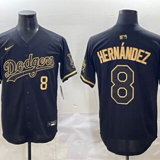 Men's Los Angeles Dodgers #8 Enrique Hernandez Black Gold Limited Stitched Jersey
