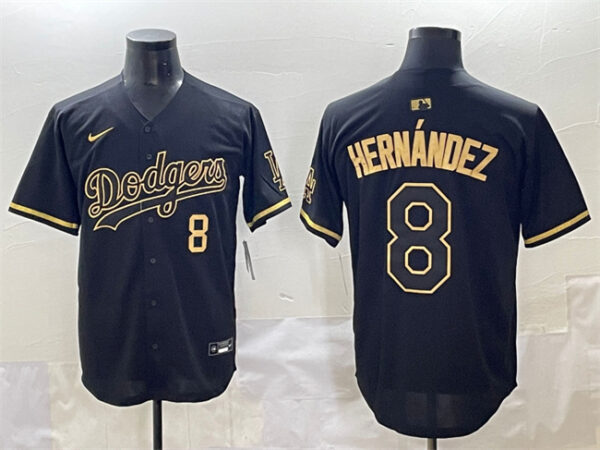 Men's Los Angeles Dodgers #8 Enrique Hernandez Black Gold Limited Stitched Jersey