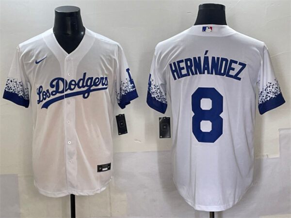 Men's Los Angeles Dodgers #8 Enrique Hernandez White City Connect Cool Base Stitched Jersey