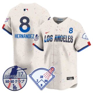 Men's Los Angeles Dodgers Vapor Limited Jersey Shohei Ohtani Patch All Stitched Kike Hernandez #8