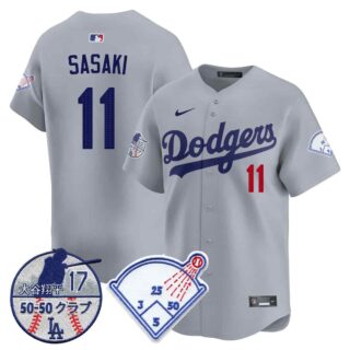 Men's Los Angeles Dodgers Vapor Limited Jersey Shohei Ohtani Patch All Stitched Roki Sasaki #11