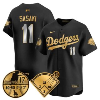 Men's Los Angeles Dodgers Vapor Limited Jersey Shohei Ohtani Patch All Stitched Roki Sasaki #11